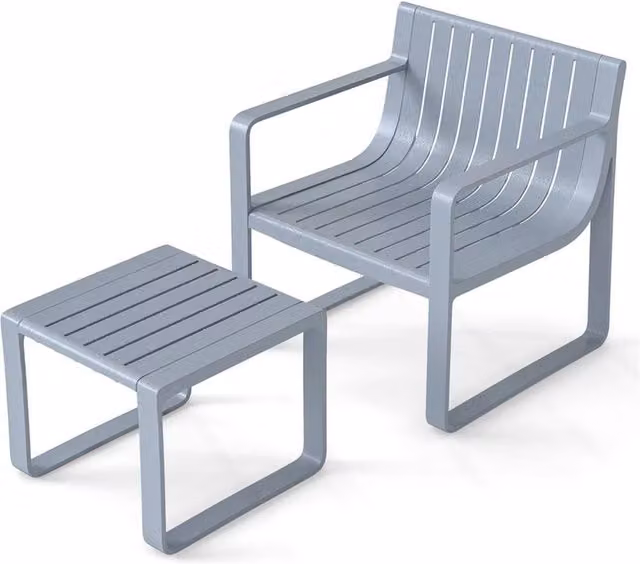 NESTLUNE Ergonomic Slatted Bistro Table and Chair Set in Grey – 1