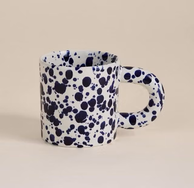 M&S Blue Splatter Ceramic Stoneware Mug for Adults