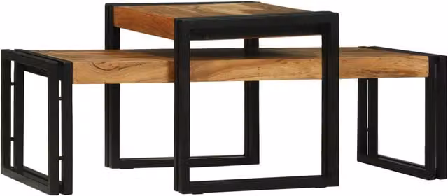 Berkfield Home 2 Piece Solid Acacia Wood Coffee Table Set in Brown