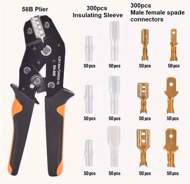 SPETLEK Ferrule Crimper Plier Tool Kit with 600 Wire Terminals in Black