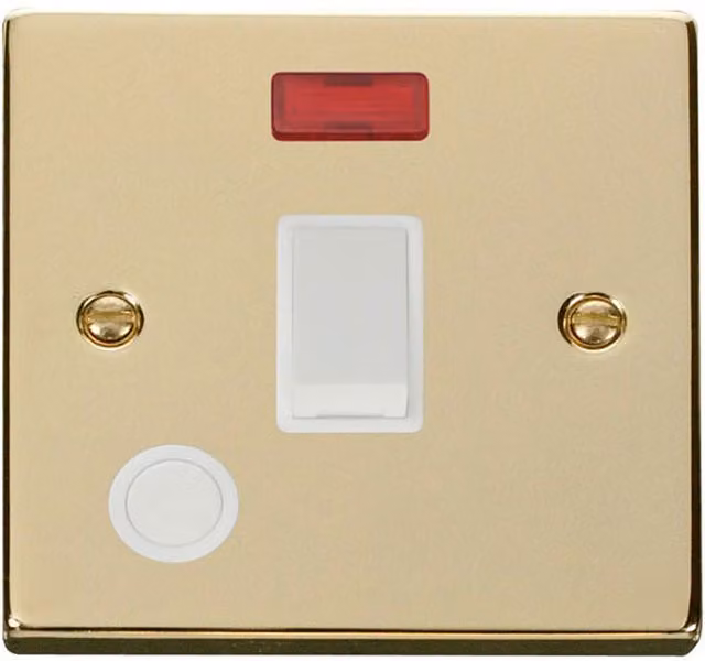 SE HOME Polished Brass Surface Mount 1 Gang 20A DP Switch with Flex and Neon in Gold and White