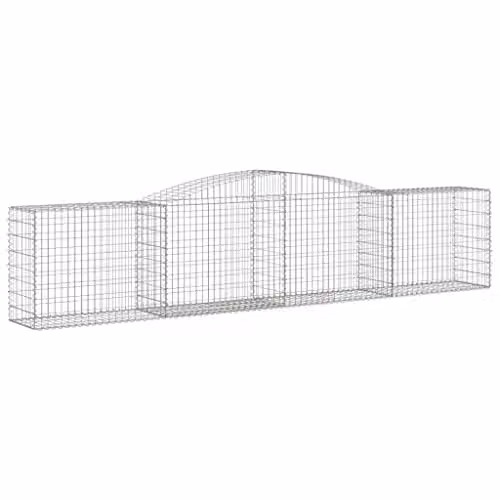 vidaXL Set of 10 Arched Gabion Baskets in Silver Galvanised Steel, W/D/H: 400 x 50 x 80/100 cm – 1