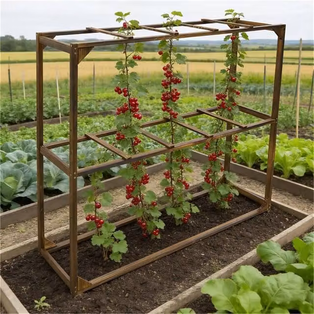 Ventryn Brown Wooden Tomato Cage Trellis Plant Support for Vegetable Gardens
