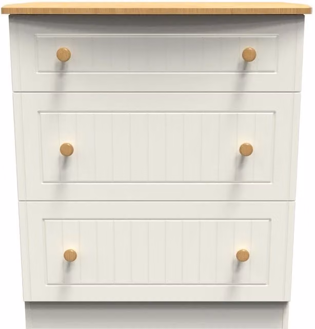 Ready Assembled 2 U Lancaster 3 Drawer Deep Chest in Cream