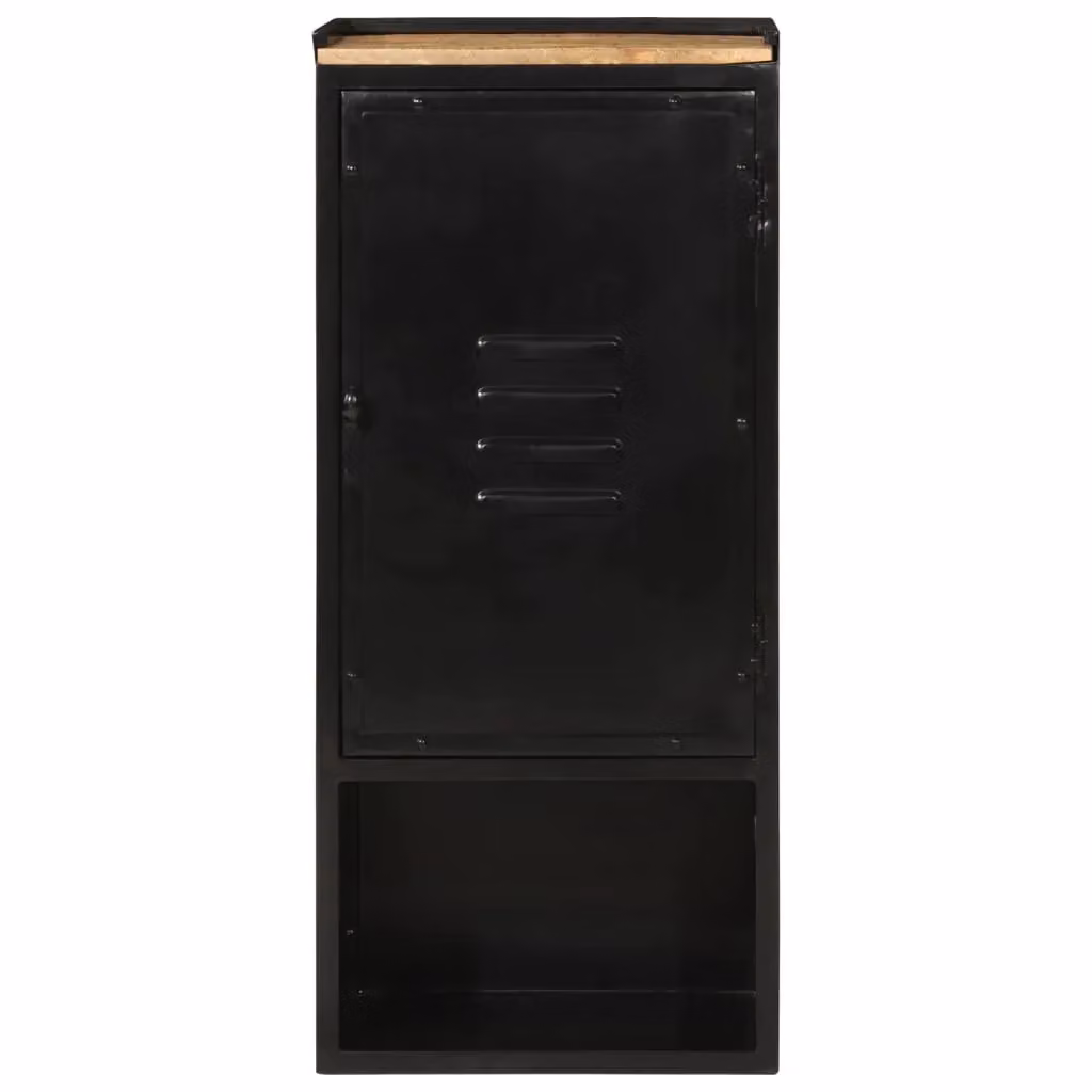 Berkfield Home Industrial Bathroom Cabinet in Black and Mango Wood, W/D/H: 40 x 27 x 90 cm – 2