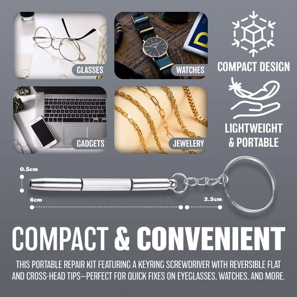 BARGAINS-GALORE 13-Piece Silver Stainless Steel Spectacle and Eyeglasses Repair Kit with Screwdriver – 3