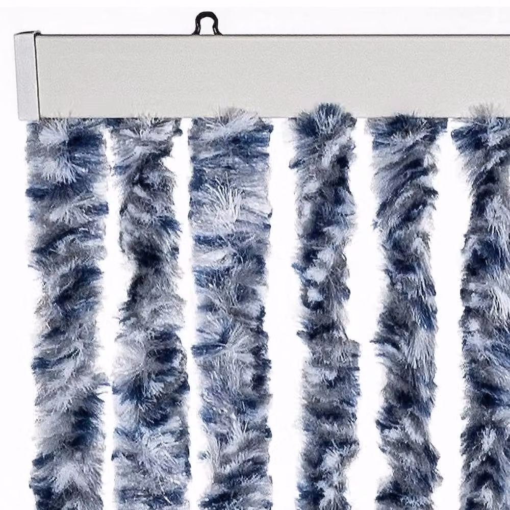 Berkfield Home Blue and White Striped Chenille Insect Curtain W: 90 cm, H: 200 cm – 4