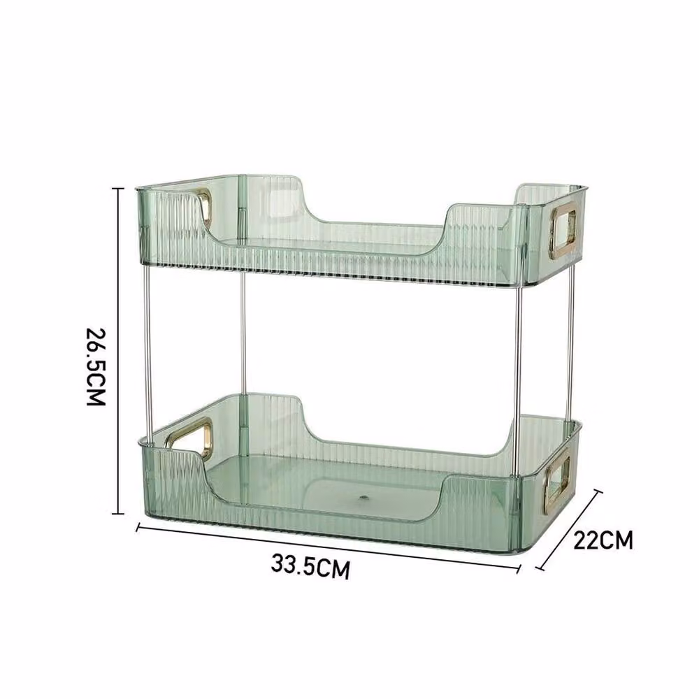 FORGEVIO Transparent Green Acrylic Cosmetic Storage Box with Handles, W: 50.0 cm, H: 26.5 cm – 2