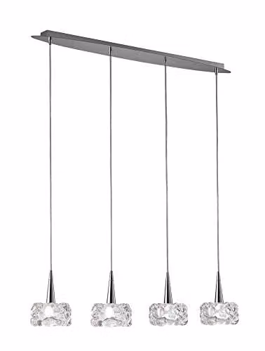 Netlighting O2 4 Light G9 Suspended Ceiling Pendant in Polished Chrome and Grey