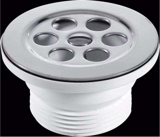 McAlpine BSW10P-F 1.5 inch Round Shower Waste with 70mm Stainless Steel Flange and Centre Pin in White – 1