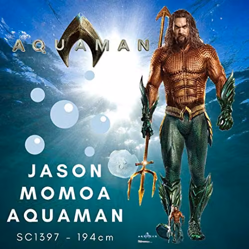 Star Cutouts Aquaman Jason Momoa Cardboard Cutout in Blue and Multicolour, Height: 194 cm – 4