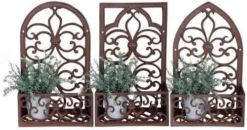Esschert Design Cast Iron Window Frame Planter, Brown, W: 45 cm, D: 28 cm, H: 15 cm