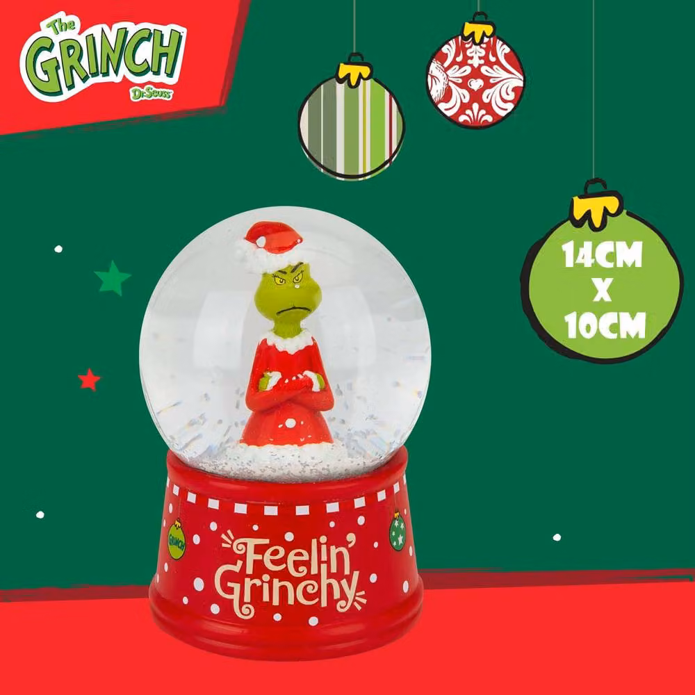 VFM e-Store Grinch Christmas Snow Globe Festive Ornament in Red and Multicolour, H 14 cm x W 10 cm – 2
