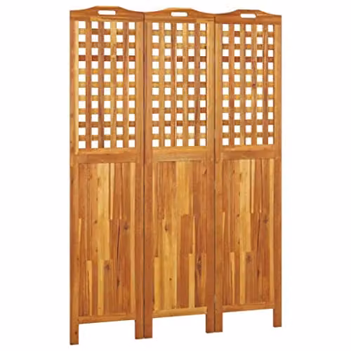 vidaXL 3-Panel Acacia Wood Room Divider, Brown, W/D/H: 121.5 x 2 x 180 cm
