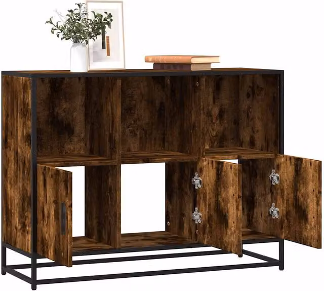 Berkfield Home Smoked Oak Sideboard in Brown, W/D/H: 100 x 35 x 76 cm