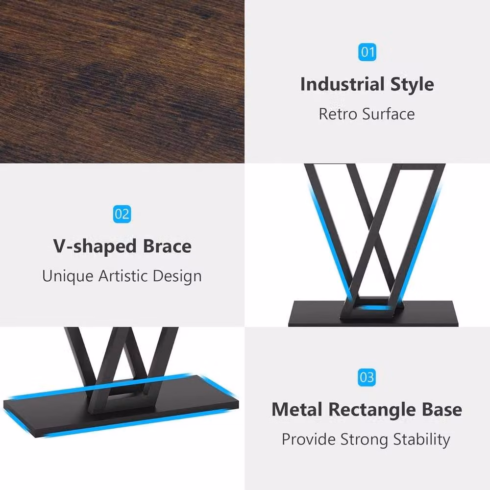 VOGREX Industrial Console Table in Brown and Black Metal – 3