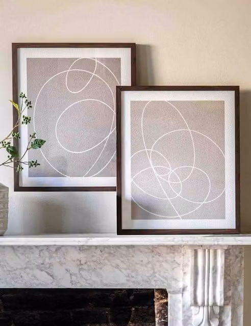 Gallery Direct Set of 2 Abstract Continuation Framed Wall Art in Beige