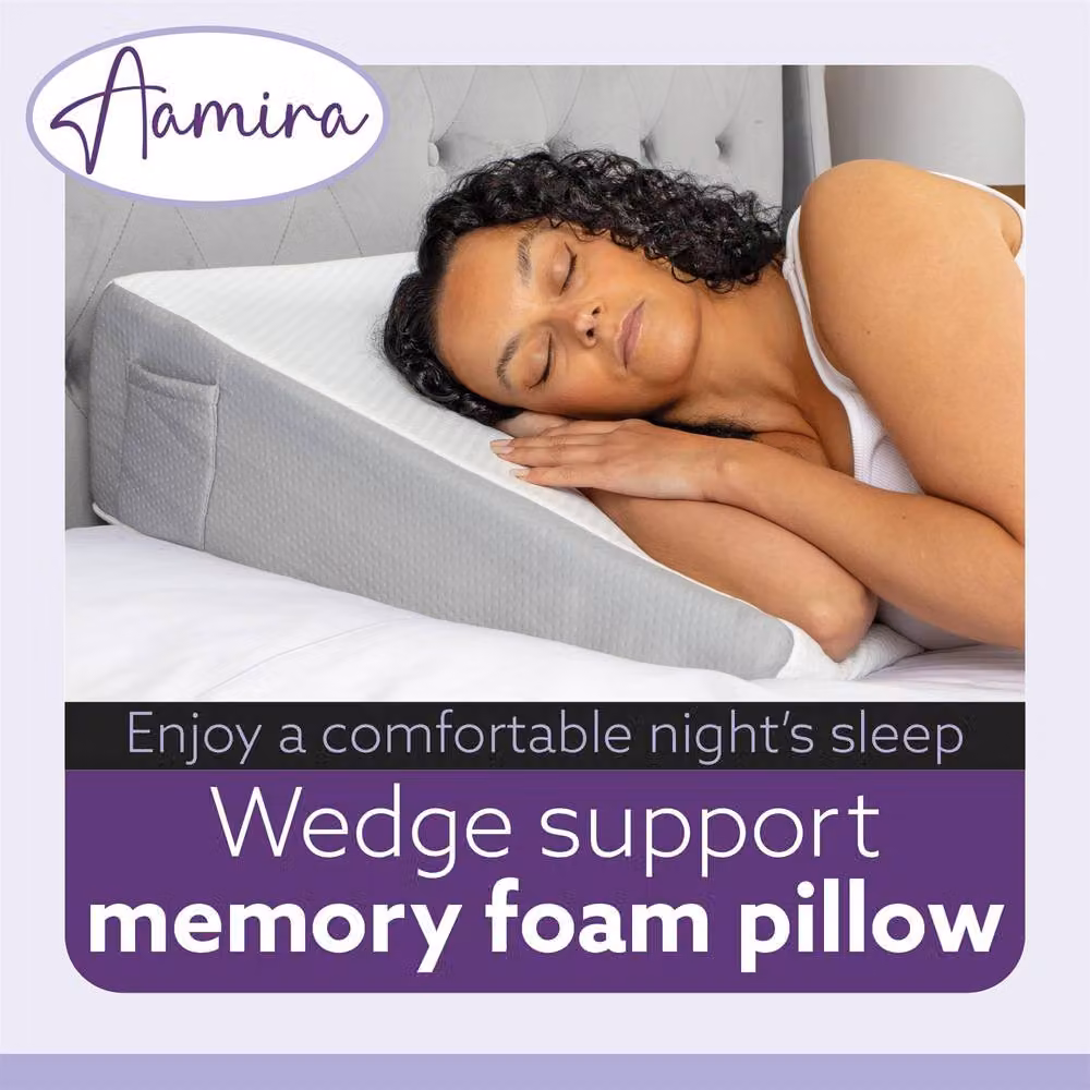 Aamira Orthopaedic Gel Memory Foam Wedge Pillow in White for Back, Neck and Shoulder Support – 3