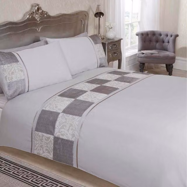 Rapport Home Batiste Checked Polycotton Duvet Set with Pillowcase, Multicolour (Brown and Grey), Duvet Cover: 180 x 200 cm, Pillowcase: 50 x 75 cm