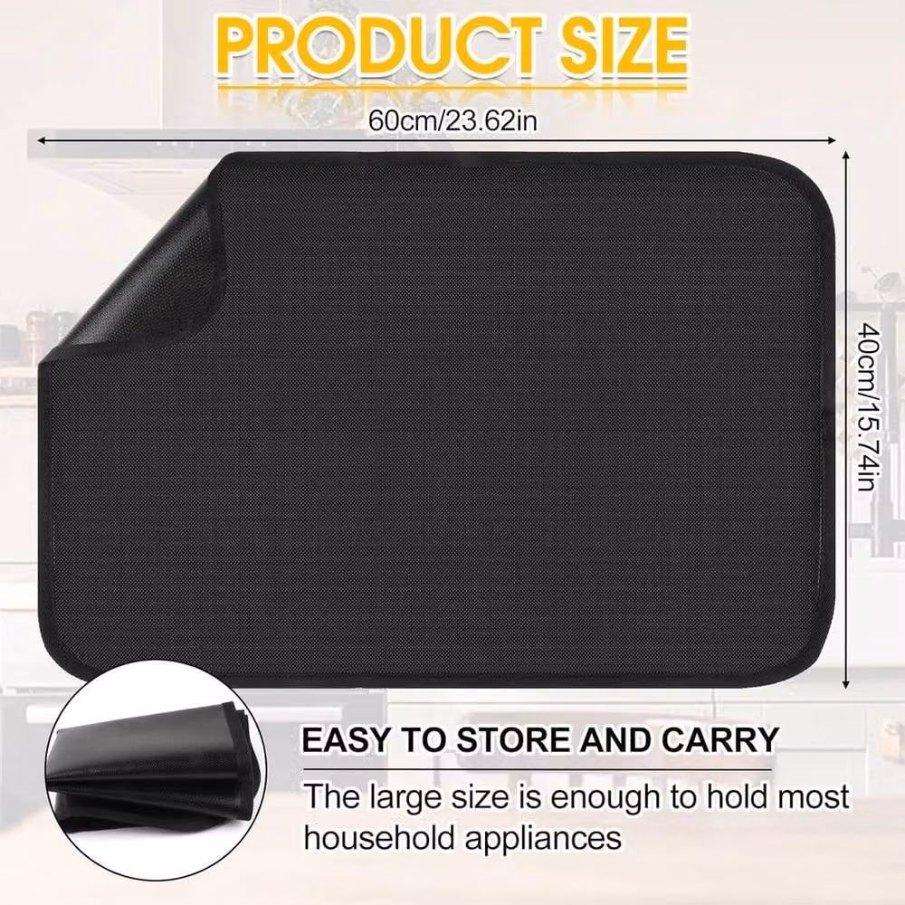 SPETLEK Black Non-Slip Fireproof Barbecue Mats, 2-Pack, W/D: 60 x 40 cm – 2