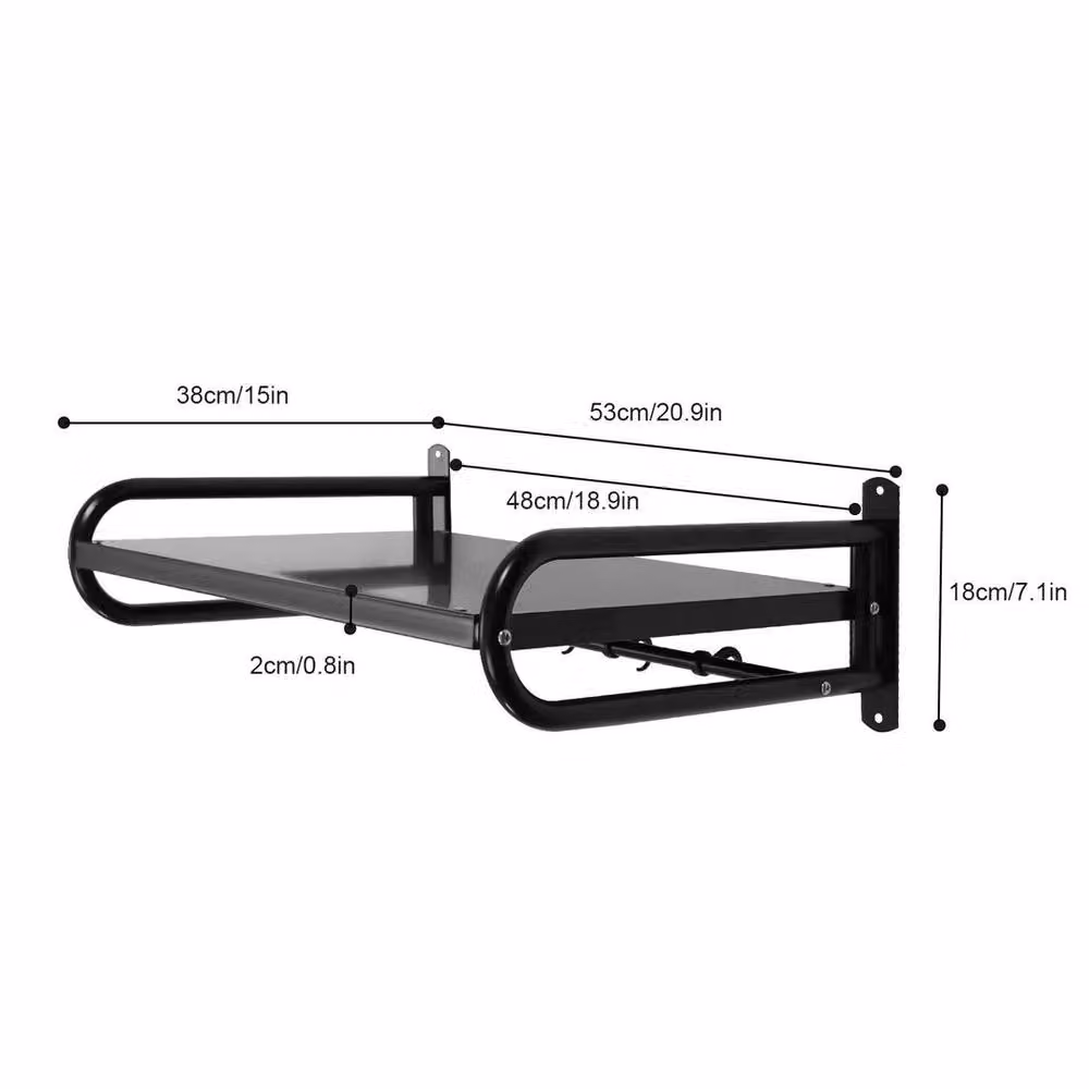 Kelvenix Black Stainless Steel Wall Mounted Microwave Mount and Kitchen Utensils Shelf, W: 52 cm, D: 18 cm, H: 1 cm – 2