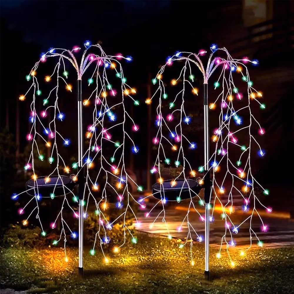 SPETLEK Multicoloured Waterproof LED Solar Powered Firework Garden Lights with Ground Spikes, Pack of 2 – 2