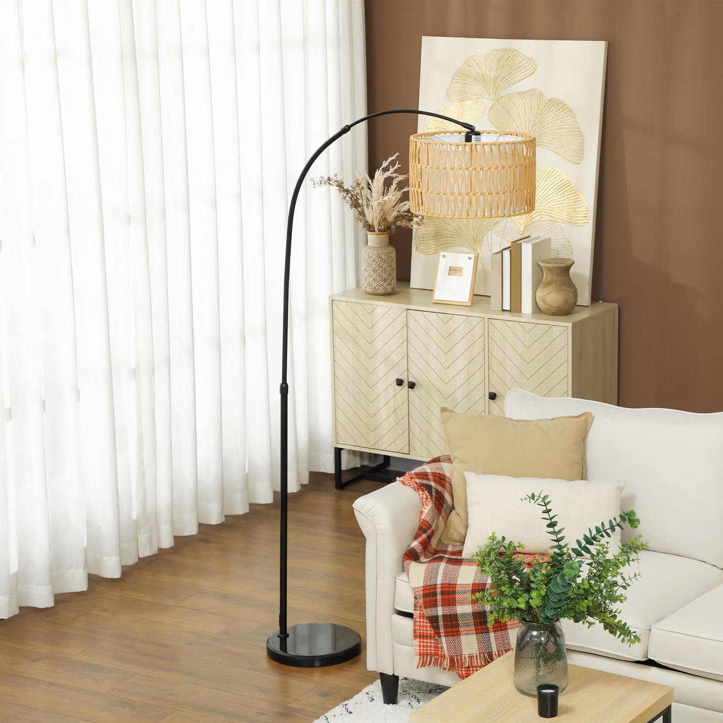 HOMCOM Modern Black Floor Lamp with Dual-Layer Shade and Foot Switch, Height Adjustable Standing Lamp for Living Room, Bedroom or Office – 4