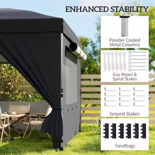 Outsunny Pop Up Gazebo with UPF 50+ Protection, Black, W: 300 cm, D: 300 cm, H: 285 cm – 5