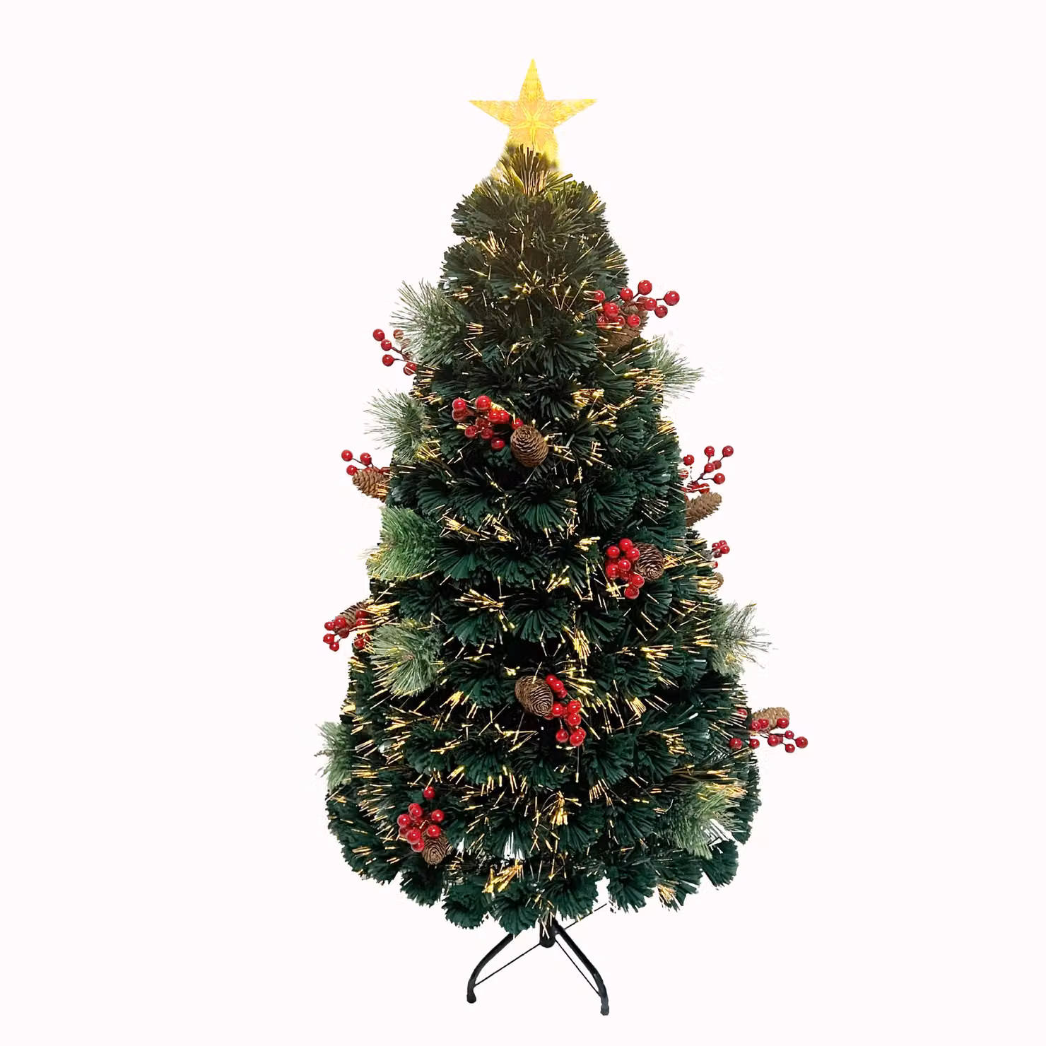 Shatchi Green Pre-Lit Fibre Optic Christmas Star Tree Topper – 3
