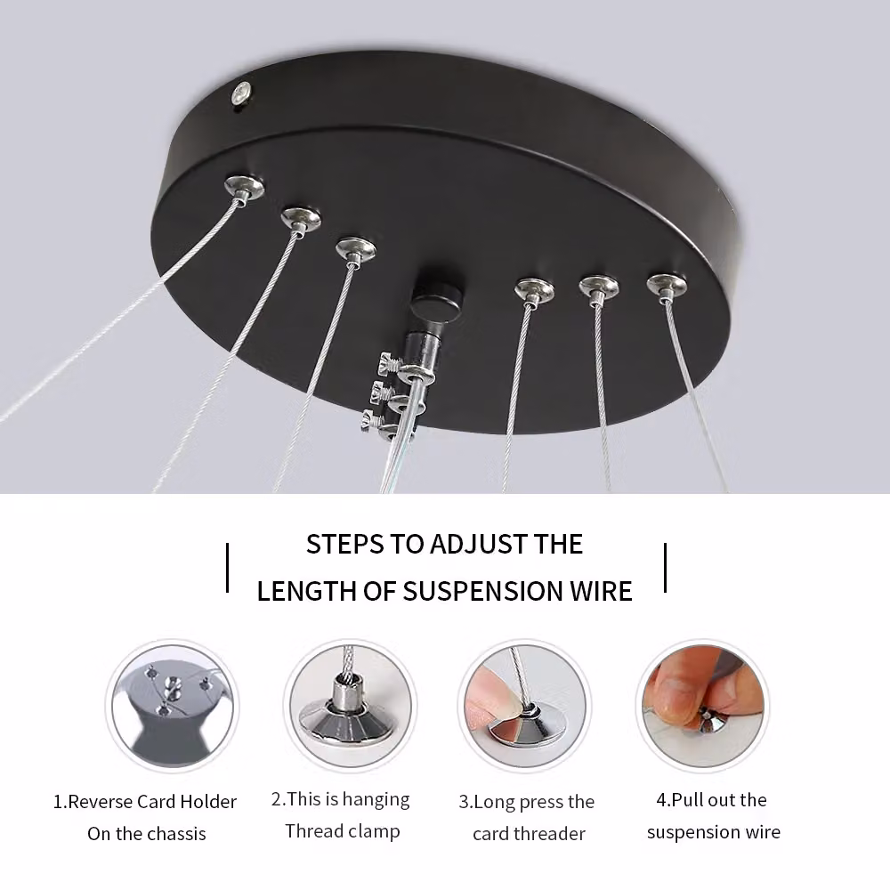 Pheashine Modern Black Ring Pendant Light, 36W, Height Adjustable with Colour Changing CCT (3000K-6500K) – 4