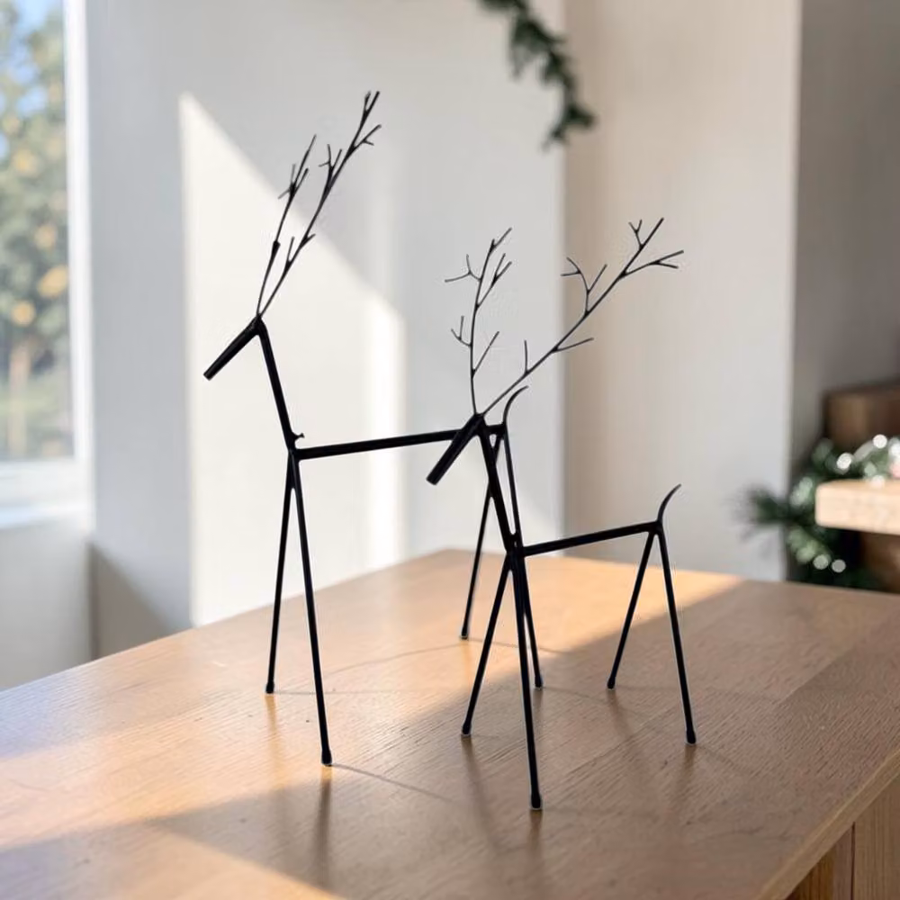 Four Candle Set of 2 Black Metal Reindeer Christmas Decorations – 2