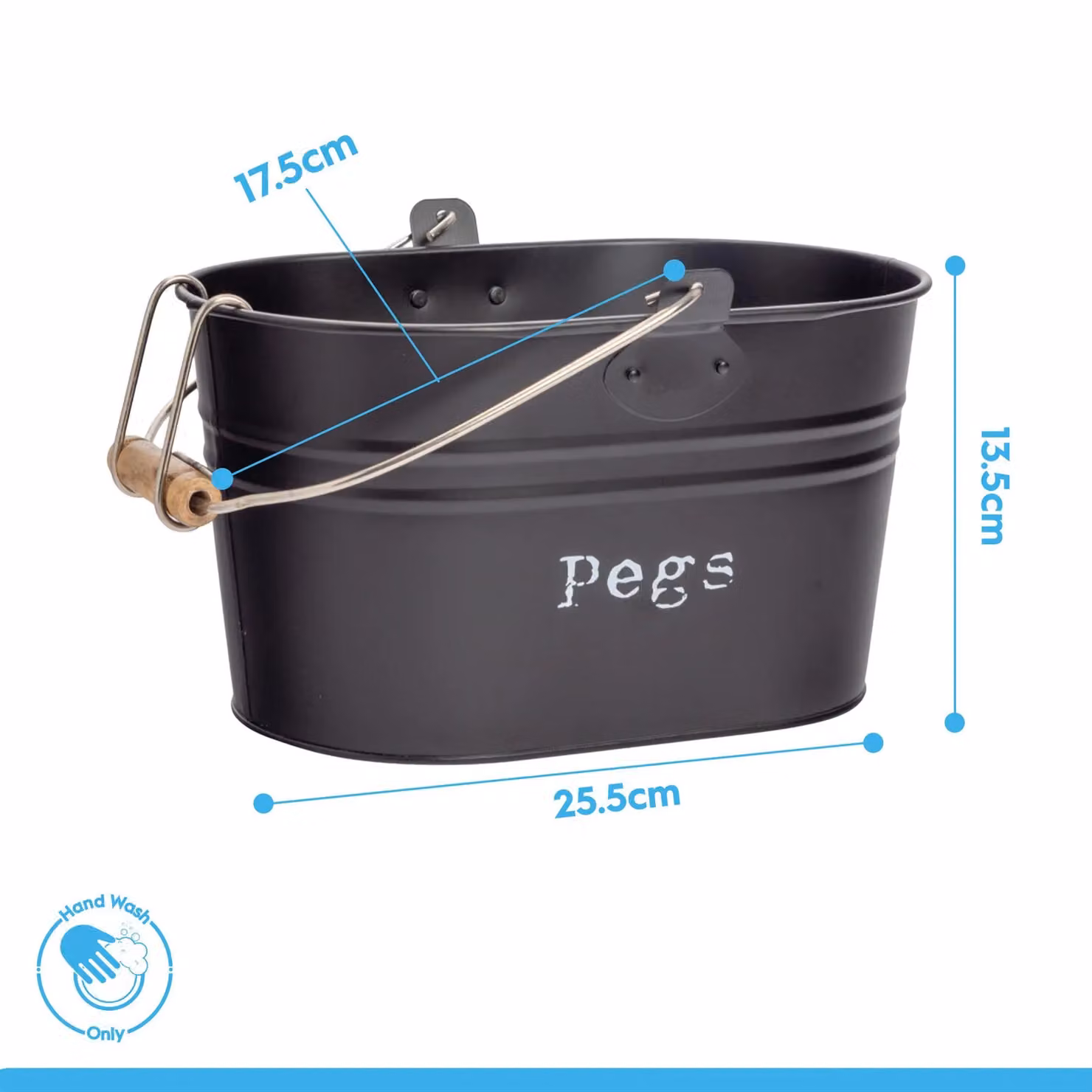 Harbour Housewares Metal Clothes Peg Bucket in Black – 3