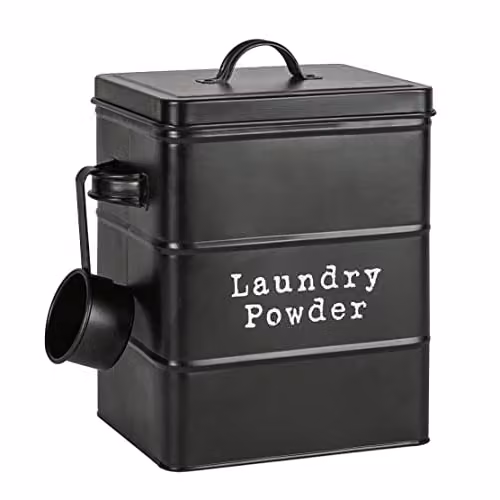 Harbour Housewares Black Coated Steel Washing Powder Storage Container Tin – 1