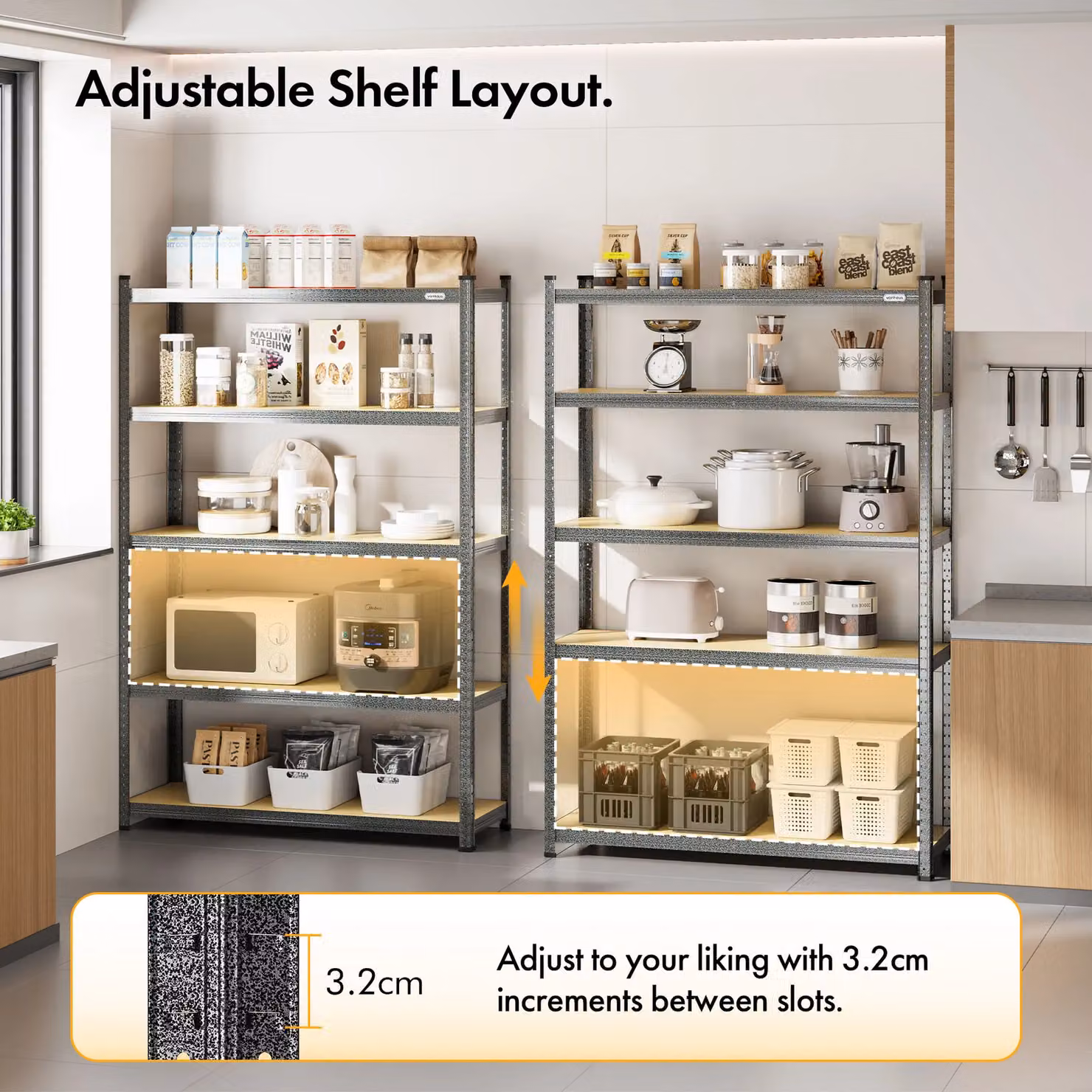 VonHaus 5 Tier Extra Wide Garage Shelving Unit in Grey, W/D/H: 120 x 40 x 180 cm – 4
