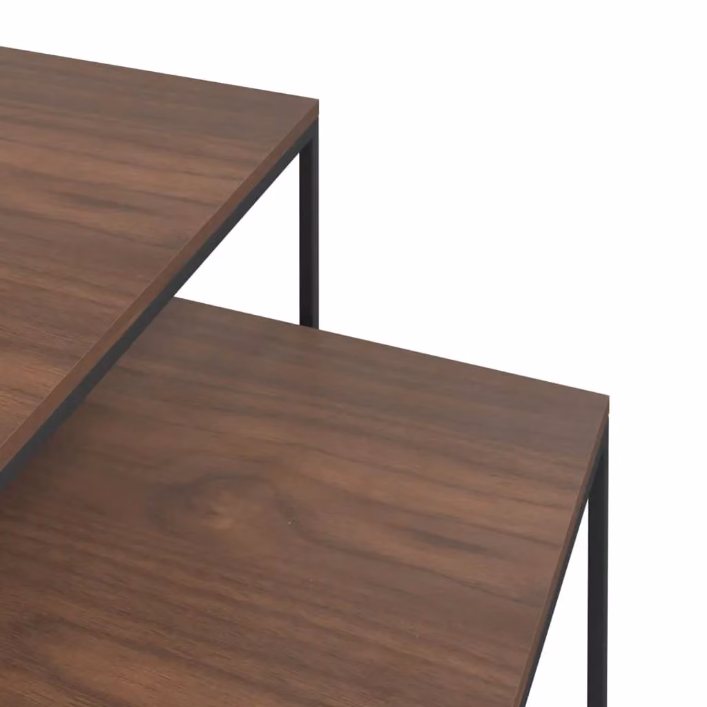 Berkfield Home 2-Piece Nesting Coffee Table Set in Black and Brown with Engineered Wood and Metal Construction – 5