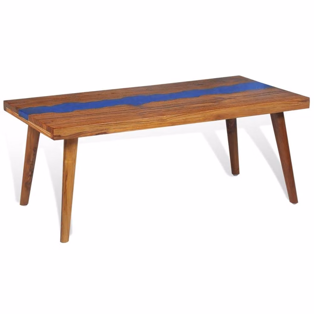 Berkfield Home Teak and Resin Coffee Table in Brown, W: 100 cm, D: 50 cm, H: 40 cm – 3