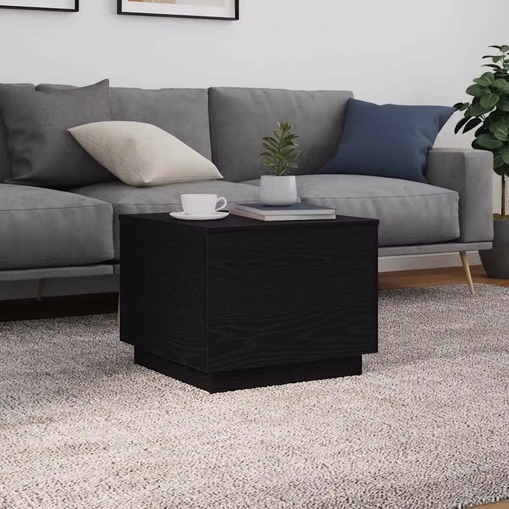 Berkfield Home Black Oak Coffee Table with LED Lights W/D/H: 50 x 50 x 40 cm – 4