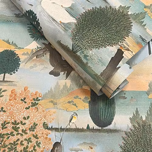 Holden Decor Swan Lake Modern Floral Wallpaper in Orange and Green – 2