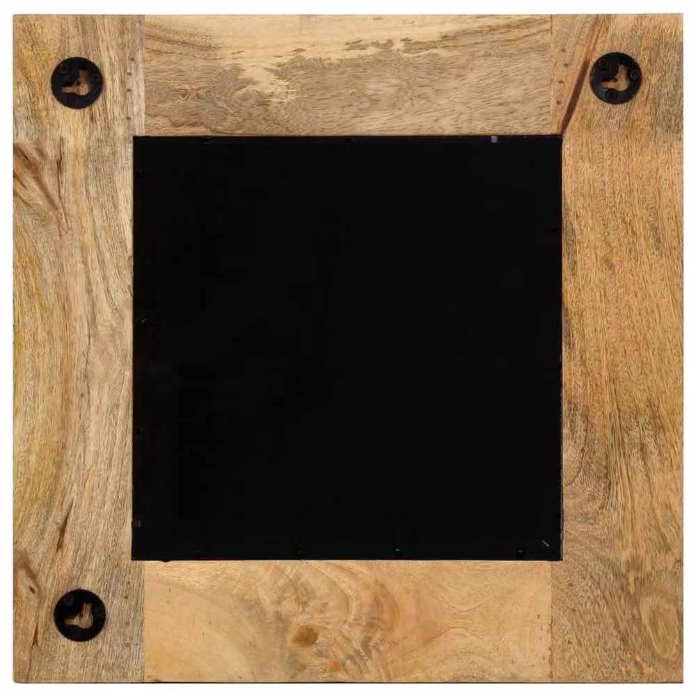 Berkfield Home Square Solid Mango Wood Wall Mirror in Brown, W/H: 50 x 50 cm – 4