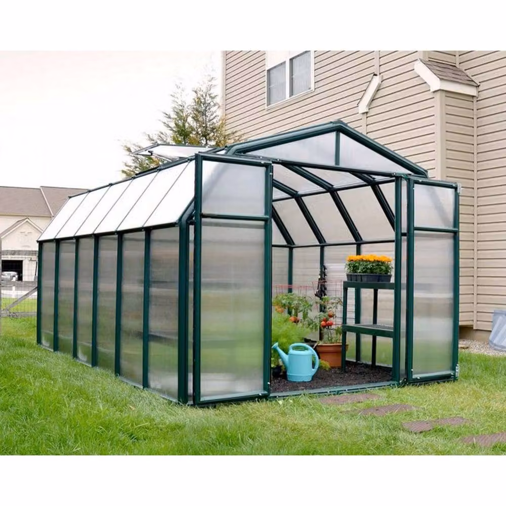 Palram Hobby Gardener Polycarbonate Greenhouse in Green, L391 x W266 x H208 cm – 2