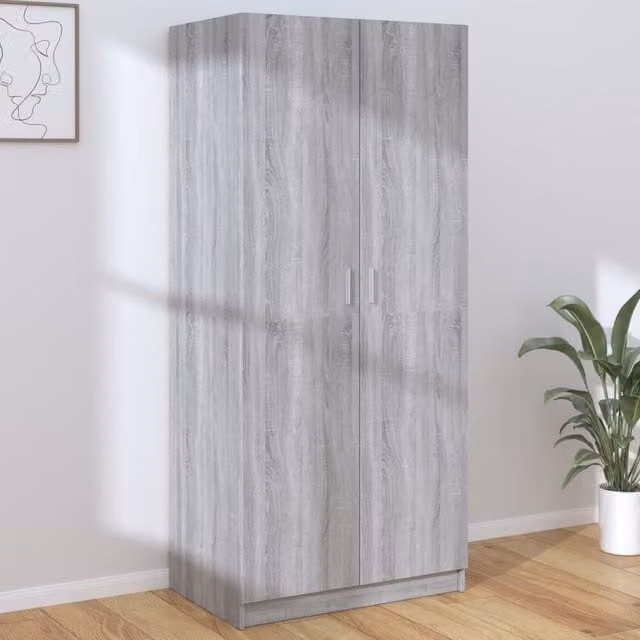 Berkfield Home Sonoma Wardrobe in Grey, W/D/H: 80 x 50 x 180 cm