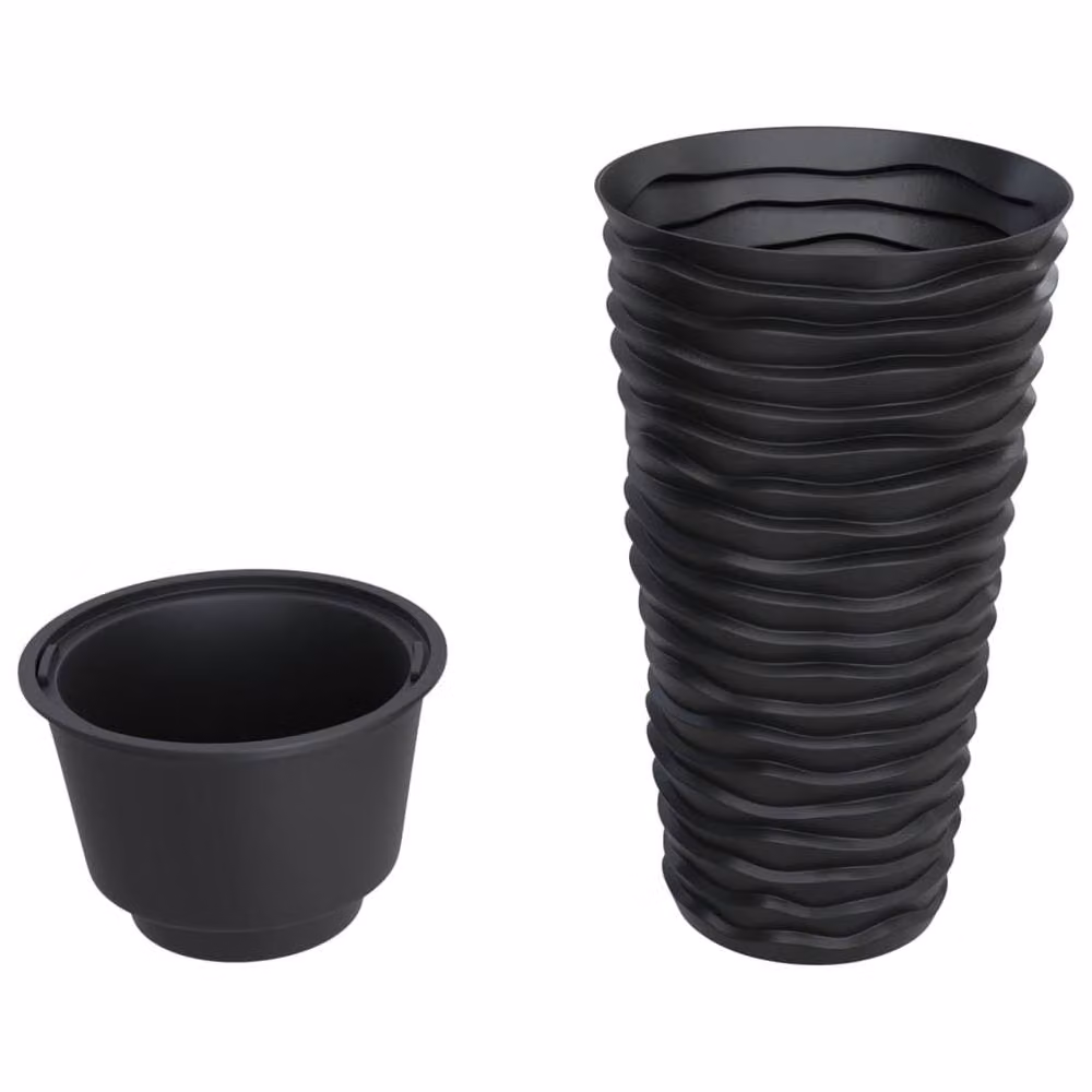 Berkfield Home Planter with Removable Inner Liner in Black and Anthracite, Grooved Look Plastic Tub, 8/22 L – 3