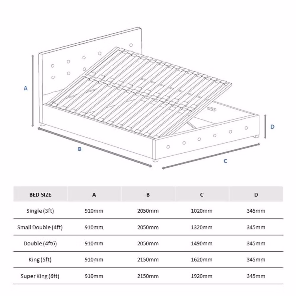 Aspire Richmond Ottoman Storage Bed Frame in Grey Velvet with Lift Up Base, W/D/H: 132 x 120 x 200 cm – 3