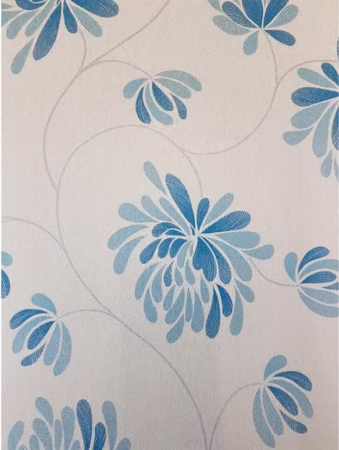 Debona Selena Glitter Floral Wallpaper in Petrol, White and Blue