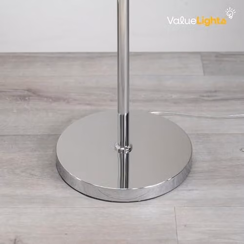 ValueLights Marissa Chrome Stacked Ball Floor Lamp with Grey Fabric Drum Shade – 2