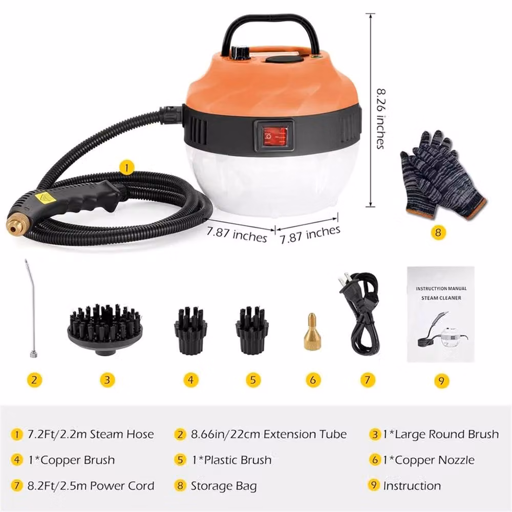 Nordara Handheld High Pressure Steam Cleaner for Household and Car Use, Orange, W: 40 cm, D: 30 cm, H: 30 cm – 2