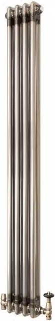 Monster Shop Raw Metal Steel Radiator with Integrated Valves in Silver, H 146 cm x W 30 cm x D 9.2 cm