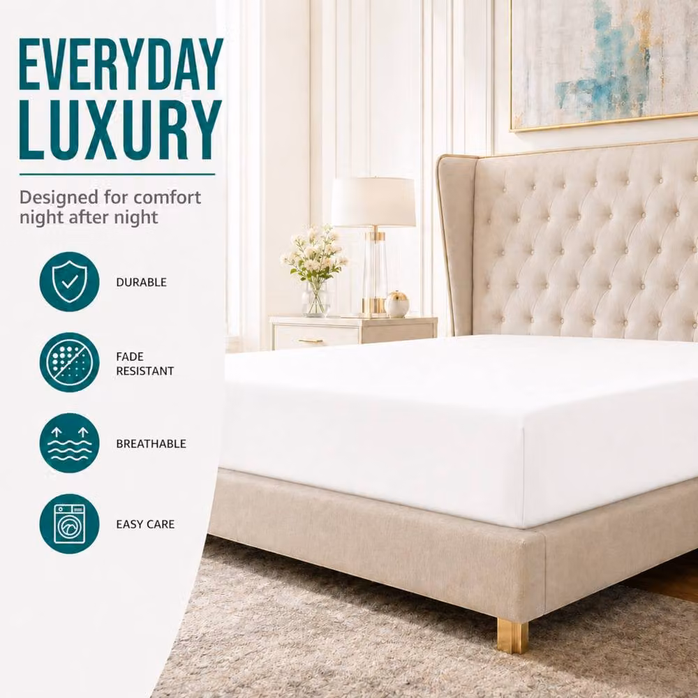 Grace Premium White Microfibre Double Fitted Sheet with 40cm Extra Deep Pockets – 2
