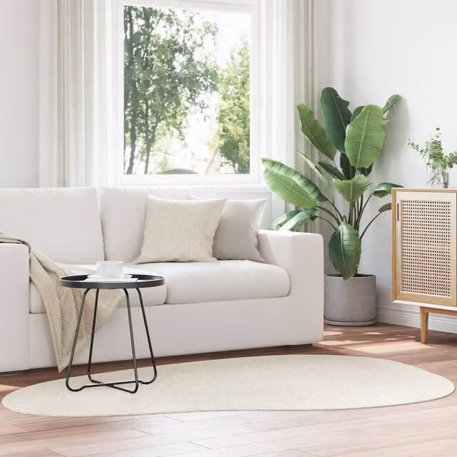 Berkfield Home Huarte Washable Cream Short Pile Rug W/D/H: 140 x 200 cm