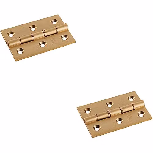 Loops 2 Pack Satin Brass Washered Butt Hinges W/H: 76 x 50 x 2.5 mm
